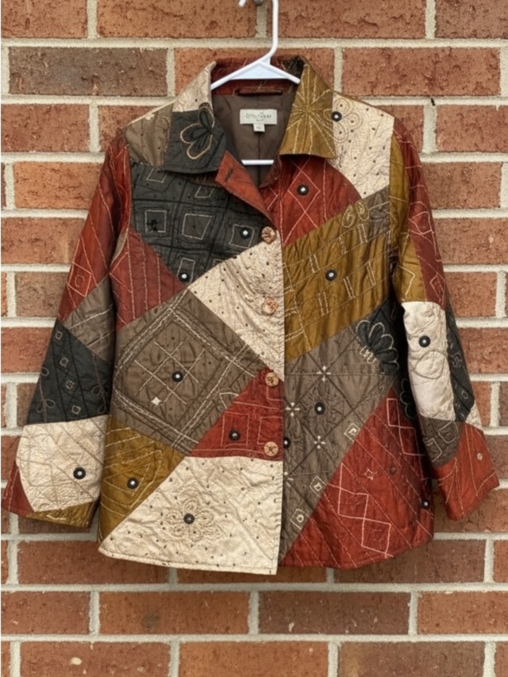 Parsley & Sage Patchwork Embroidered Jacket Padded Shoulder Size L